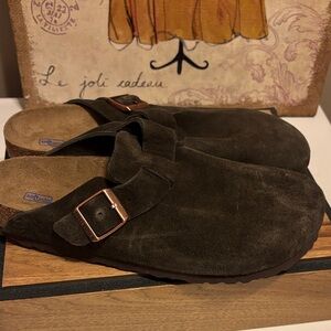 Men's Birkenstock Boston Suede Slip-On Shoes ( Hunter green)